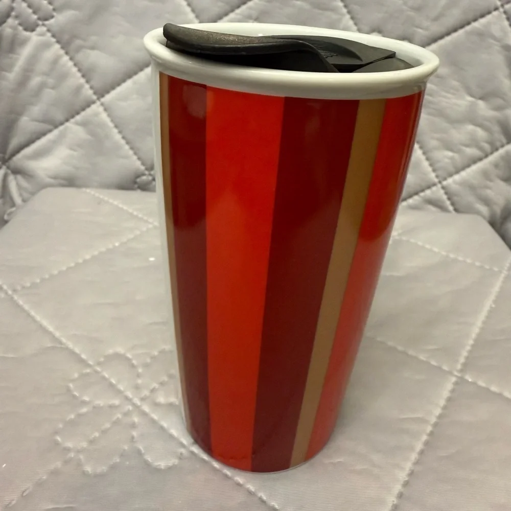 New Starbucks 2018 Holiday Stripe Red Cup Double Wall Travel Tumbler 12 Oz.